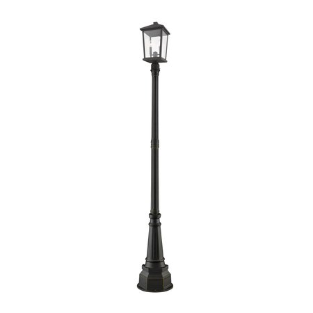 Z-LITE Beacon 3 Light Outdoor Post Mounted Fixture, Oil Rubbed Bronze & Clear Beveled 568PHXLR-564P-ORB